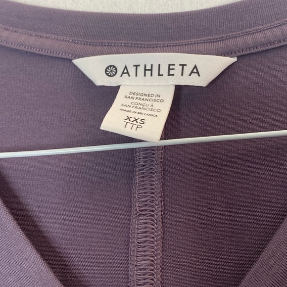ATHLETA PURPLE CROSSOVER RUCHED ATHLETIC TOP SIZE XXS - Picture 6 of 8